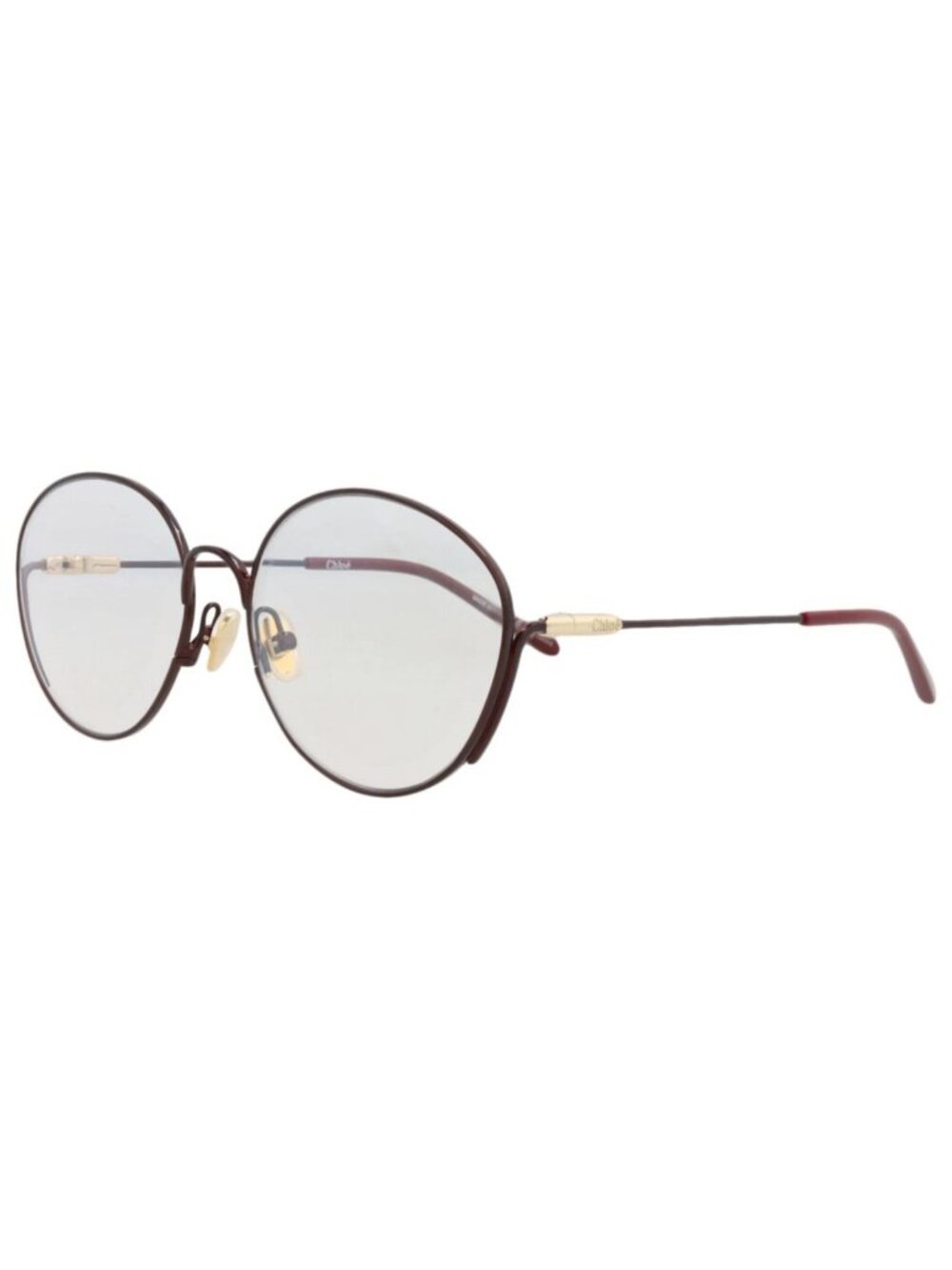 New Chloé Women's Sunglasses Cat Eye Metal Frame Burgundy Burgundy Transparent
